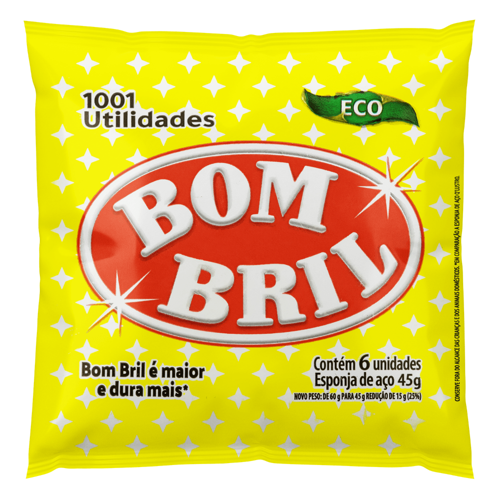 Esponja Aço Bombril Eco 45g 6 Unidades